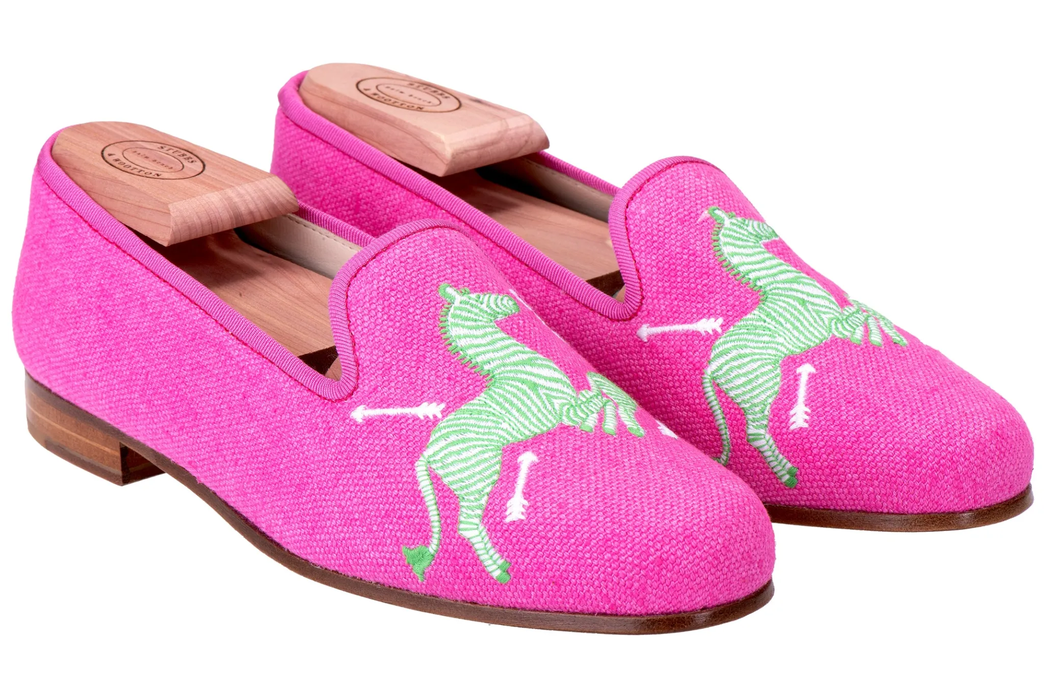 Best Sale Zebras Fuchsia Linen Slipper (Men) Slipper